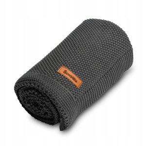 Sensillo Koc dziergany bawełna - grafitowy 100 x 80