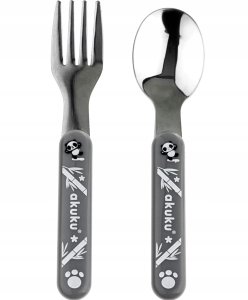Akuku Metalowe Sztućce dziecięce Szare