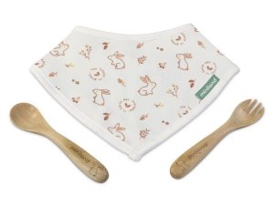 Miniland Zestaw ekologicznych sztućców i serwetki ECO-friendly - Królik