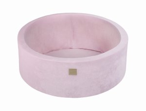 MeowBaby Okrągły Suchy Basen dla Dziecka, 90x30cm, Welurowy, Jasnoróżowy, bez piłek