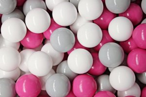MeowBaby Zestaw Plastikowych Piłeczek do Suchego Basenu 7cm, 100 szt: Szare/Białe/Ciemnoróżowe