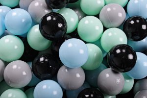 MeowBaby Zestaw Plastikowych Piłeczek do Suchego Basenu 7cm, 500 szt: Miętowe/Szare/Błękitne/Czarne