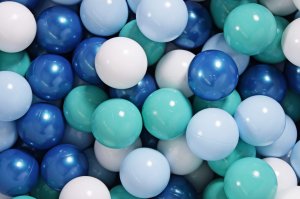 MeowBaby Zestaw Plastikowych Piłeczek do Suchego Basenu 7cm, 500 szt: Perłowoniebieskie/Błękitne/Białe/Turkusowe