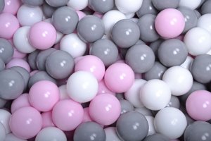 MeowBaby Zestaw Plastikowych Piłeczek do Suchego Basenu 7cm, 500 szt: Szare/Pasteloworóżowe/Białe