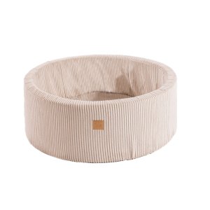 MeowBaby Aesthetic Okrągły Suchy Basen dla Dziecka, 90x30cm, Sztruksowy, Ecru, bez piłek