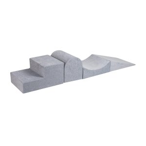 MeowBaby Piankowy Zestaw do Zabawy, Plac Zabaw dla Dziecka, 4 elementy, Welurowy, Jasnoszary