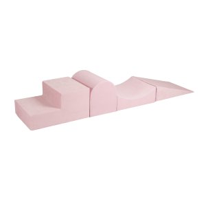 MeowBaby Piankowy Zestaw do Zabawy, Plac Zabaw dla Dziecka, 4 elementy, Welurowy, Jasnoróżowy