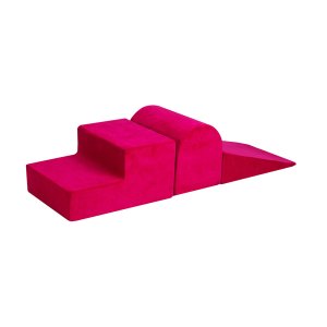 MeowBaby Piankowy Zestaw do Zabawy, Plac Zabaw dla Dziecka, 3 elementy, Welurowy, Magenta