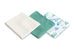 SENSILLO PIELUCHA BAMBUSOWA 3-pak DINO GREEN 70X80