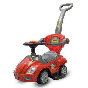 Dziecięcy jeździk z rączką 3w1 Baby Mix Mega Car czerwony