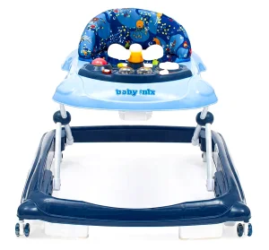 Chodzik Baby Mix z kierownicą i silikonowymi kółkami ciemny niebieski