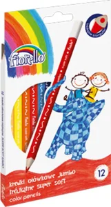 Kredki Ołówkowe Trójkątne Fiorello Super Soft Jumbo 12 Kolorów