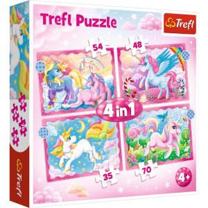 Puzzle 4W1 Jednorożce I Magia Trefl