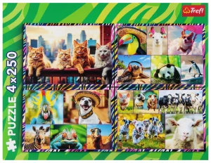 Puzzle 4X250 Zabawne Zwierzaki Zoo Trefl