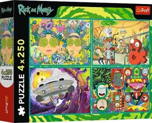 Puzzle 4X250 Elementów Zakręcony Świat Ricka I Mortyego Trefl