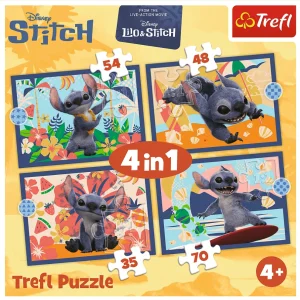 Puzzle 4W1 Trefl Stitch Wakacje Na Hawajach