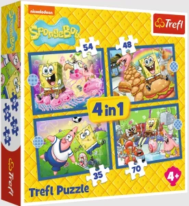 Puzzle 4W1 Trefl Podwodne Zycie Spongeboba
