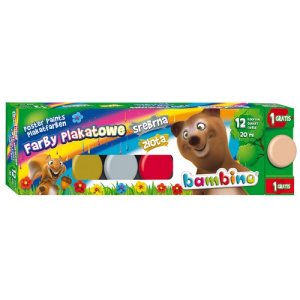 Farby Plakatowe 12 Kolorów 20 Ml Złota I Srebrna Bambino Majewski