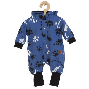Bawełniany Kombinezon Dla Niemowląt Z Kapturem A Uszkami New Baby Łapka Niebieski 68 (4-6M)