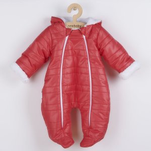Niemowlęcy Zimowy Kombinezon Z Kapturem I Uszkami New Baby Pumi Red Raspberry 62 (3-6M)