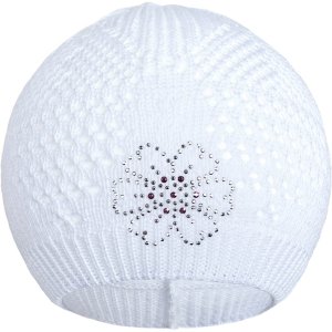 Czapka Z Dzianiny New Baby Kwiatek Różowa 104 (3-4L)