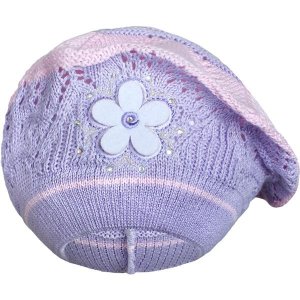 Czapka-Beret Z Dzianiny New Baby Fioletowa 104 (3-4L)