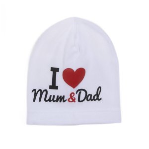Dziecięca Czapka New Baby I Love Mum and Dad Biała 3-9m