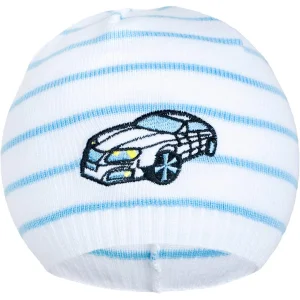 Wiosenna Czapka Z Dzianiny New Baby Samochód Biało-Niebieska 86/92