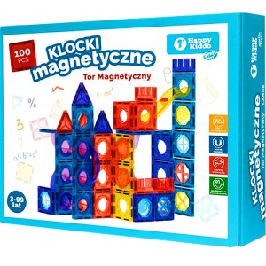 Klocki magnetyczne 3D edukacyjne kreatywne kostrukcyjne - tor kulkowy, kulodrom 100 el.