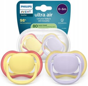 Avent Smoczek Ultra Air 0-6M Oddychający + Etui 2Szt Scf087/03