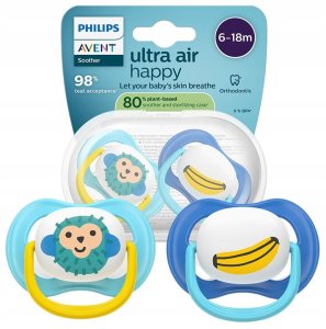 Philips Avent Smoczek Ultra Air Night 6-18M Oddychający + Etui 2szt. Scf080/26