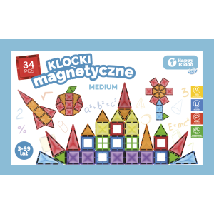 Klocki Magnetyczne Happy Kiddo 34el Konstrukcyjne Wersja Podróżna 3+