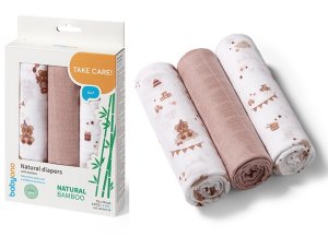 Pieluszki Bambusowe 3Szt Brązowe