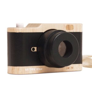 Drewniany aparat fotograficzny retro z kalejdoskopem, zabawka, Le Toy Van