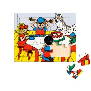 Drewniane puzzle Pippi Langstrumpf 15 szt. edukacyjna zabawka dla dzieci