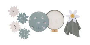 Zestaw prezentowy niebieski kwiatki 3w1 Pudełko na odcisk