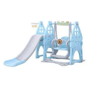 Dziecięca zjeżdżalnia z huśtawką 3w1 baby blue