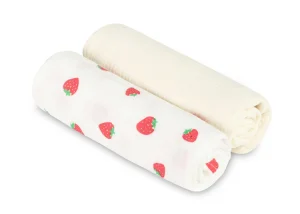 PIELUCHA MUŚLIN KRESZOWANY 60X75 2-PACK STRAWBERRY CREAM