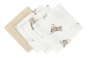 PIELUCHA ULEWAJKA MUŚLIN KRESZOWANY 30X35 OP.4 SZT TEDDY BEIGE
