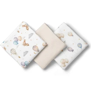 PIELUSZKI MUŚLINOWE 70x70 3-PACK BEŻ BL300