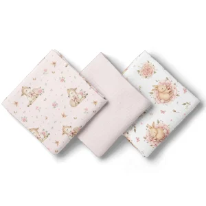 PIELUSZKI MUŚLINOWE 70x70 3-PACK RÓŻ BL303