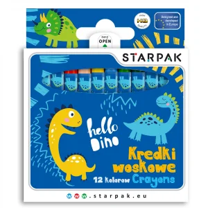 Kredki Woskowe 12 Kolorów Dino Starpak