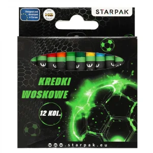 Kredki woskowe 12 kolorów Football STARPAK