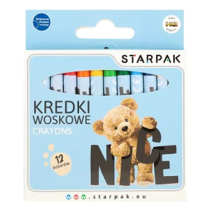 Kredki woskowe 12 kolorów Miś STARPAK