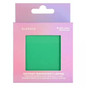 Notes samoprzylepny 75x75/50k transparent 6 kolorów Brokat STARPAK