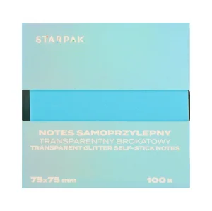 Notes samoprzylepny 75x75/100k transparent brokat niebieski STARPAK