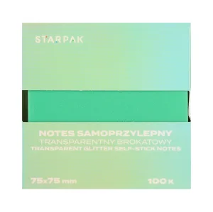 Notes samoprzylepny 75x75/100k transparent brokat zielony STARPAK