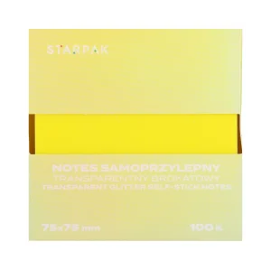 Notes samoprzylepny 75x75/100k transparent brokat żółty STARPAK