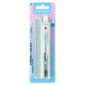 Cyrkiel Metalowy Plus Linijka Pastel Blue Starpak