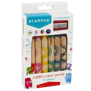 Kredki Ołówkowe Jumbo 6 Kolorów Temperówka Starpak